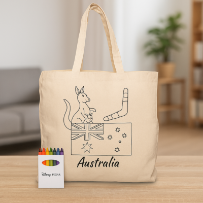 Squiggle Calico bag + Crayon set
