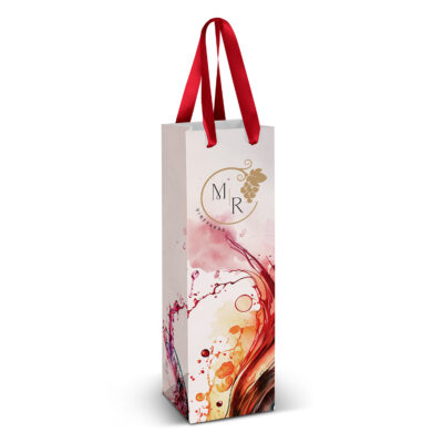 Wine Ribbon Handle Paper Bag