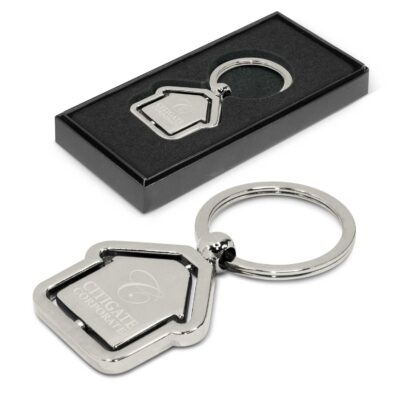 Spinning House Metal Keyring